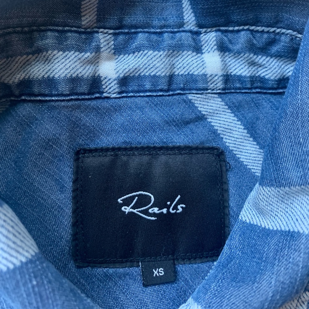 Rails Hunter Plaid Checkered Blue Button Down Shi… - image 4